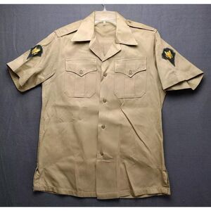 U.S. VIETNAM WAR KHAKI‎ SH-1 SHORT SLEEVE COTTON SHIRT SIZE SMALL DATED 1950s